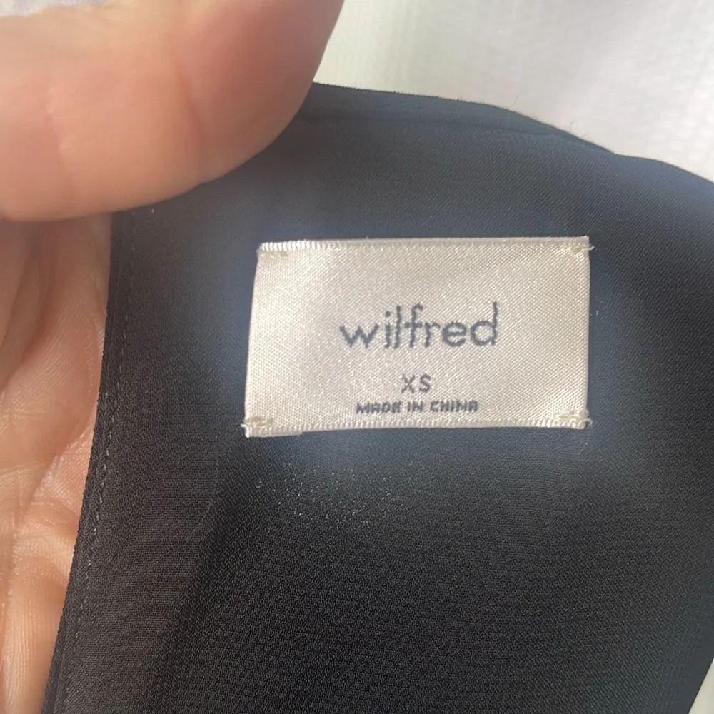 Aritzia Wilfred Ninette Crepe Faux Wrap Mini Dress Ruffles Black NWT Sz XS